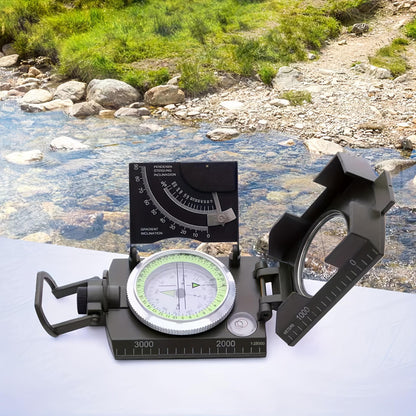 1 pc of High-Precision Military Compass, Tactical Multifunctional Professional Geological Compass with Illuminated Display, Waterproof Zinc Alloy Outdoor Gear, Suitable for Camping, Hiking, Exploring, Riding, Tactical Training Laser cutting