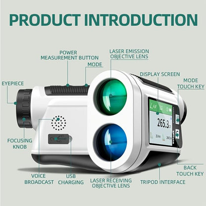 1000M Yard Ft Golf Laser Rangefinder With Side Display, English Voice Broadcasting Slope Compensation, USB Rechargeable, Vibration Suitable For Golf, Disc Golf Measurement