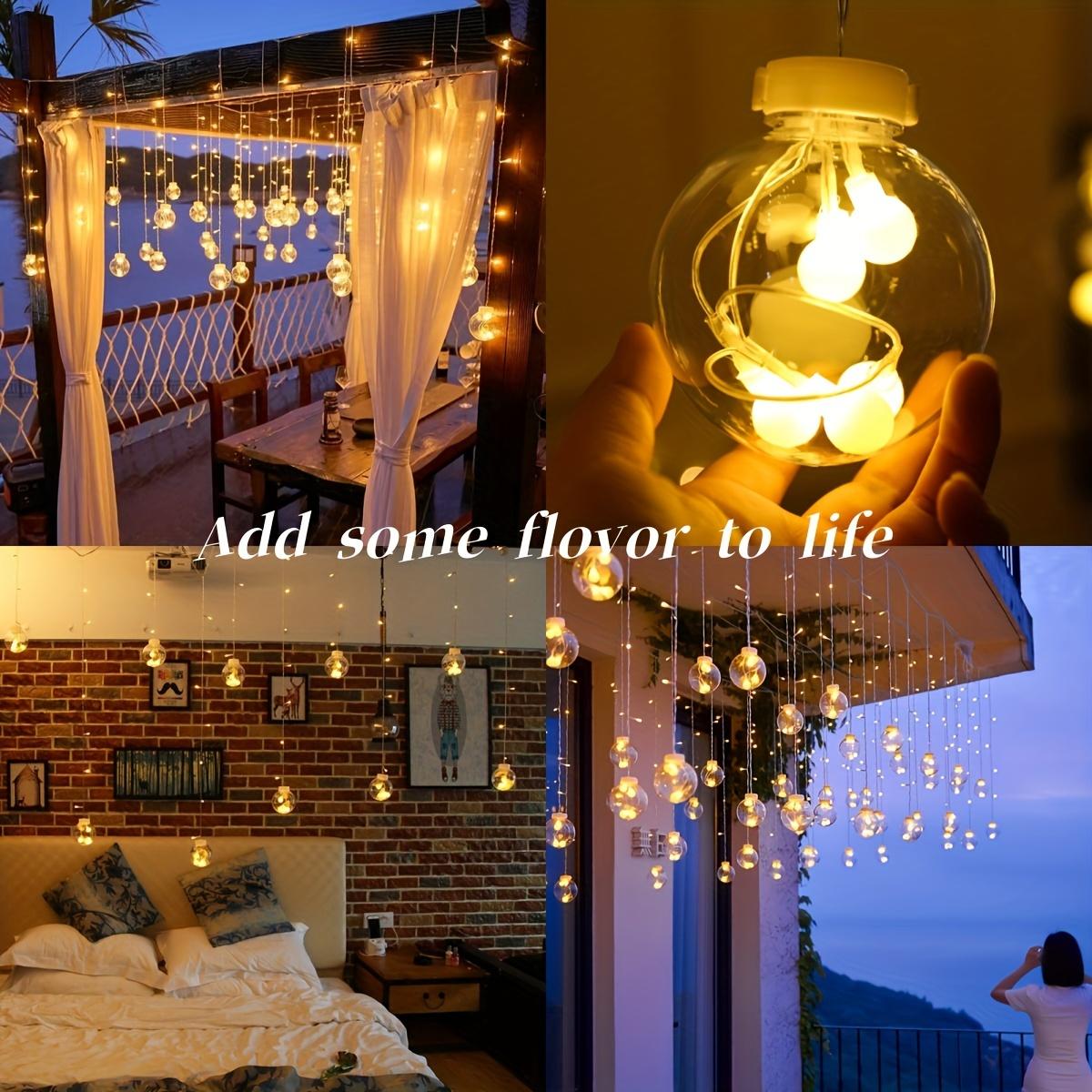 118.11" Wishing Ball String Lights, 2024 New Model, 8 Lighting Modes, 108 LEDs, 12 Wishing Balls, Battery Operated (No Plug), Wall-Mounted, Plastic, for Christmas, Valentine's, Home Gatherings, Bedroom, Party, Indoor Holiday Decorations happy birthday