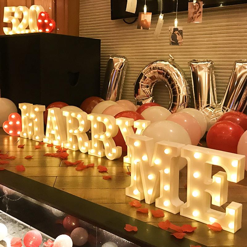 1pc English LED Letter Light, Romantic Proposal Decoration for Birthday, Holiday, and Valentine's Day Parties, Indoor and Outdoor Room Decor