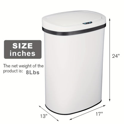 13 Gallon Stainless Steel Automatic Trash Can with Touchless Motion Sensor, Mute Anti-Fingerprint Lid, 50L Waste Bin for Kitchen, Office, Bedroom, Living Room