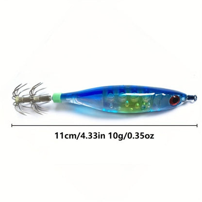 10pcs Glow-in-the-Dark Squid Jig Hooks for Night Fishing - Durable ABS Material