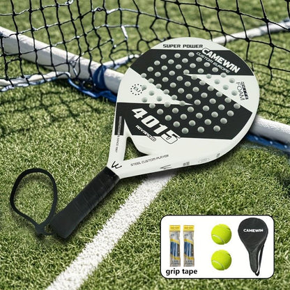 1-Set Premium Carbon Fiber Padel Tennis Racket - High-Performance Racquets for Outdoor Sports Training - Includes 2 Tennis Balls, 2 Racket Overgrips, and 1 Storage Bag for Convenient Carrying luzz  pickle