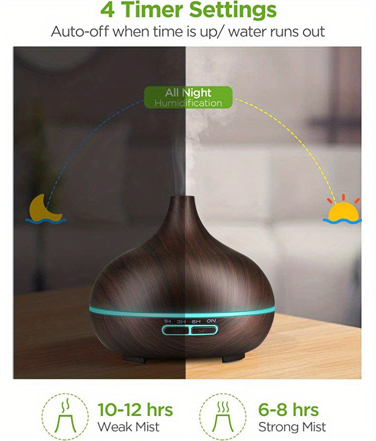 1pc 18.6oz Essential Oil Diffuser, Remote Control Diffusers For Essential Oils, Electric Ultrasonic Air Humidifier, Aromatherapy Diffuser With Waterless Auto-Off