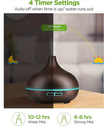 1pc 18.6oz Essential Oil Diffuser, Remote Control Diffusers For Essential Oils, Electric Ultrasonic Air Humidifier, Aromatherapy Diffuser With Waterless Auto-Off