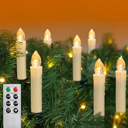 10PCS Flameless LED Taper Candles with Remote & Timer - Realistic Flickering Flame, Warm White Ambiance, Ideal for Christmas, Window, Home, Kitchen, Garden, Birthday, Wedding & Party Decor