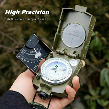 1 pc of High-Precision Military Compass, Tactical Multifunctional Professional Geological Compass with Illuminated Display, Waterproof Zinc Alloy Outdoor Gear, Suitable for Camping, Hiking, Exploring, Riding, Tactical Training Laser cutting