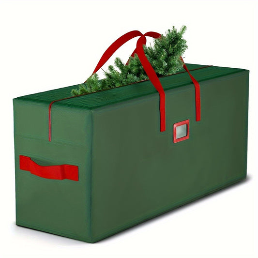 1pc Large Christmas Tree Storage Bag, Suitable For Detachable Trees Up To 9 Feet Tall, 20/30In Height X 15In Width X 48/65In Length, Waterproof, Heavy-duty, Stylish Dual Zipper And Durable Handle, Festival Home Organization And Storage Supplies