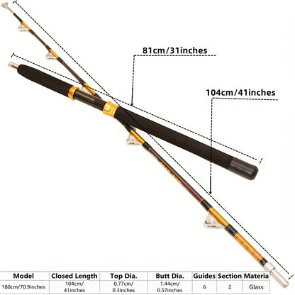 "Trolling Rod 2-Section Saltwater Offshore Heavy Straight Butt Roller Fishing Rod Conventional Boat Fishing Pole 6'0""  50-120lbs 5.9FT/180cm - For Saltwater Fishing - Durable & Powerful - Ideal Gift for Experienced Anglers"