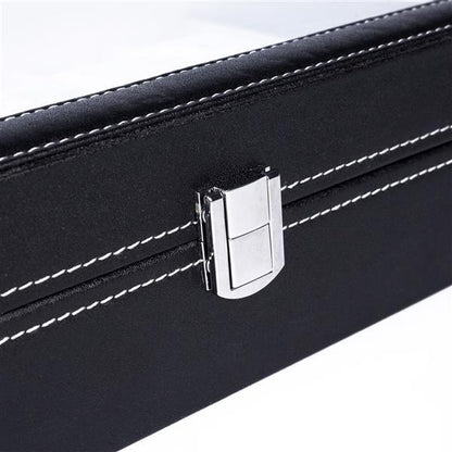 12 Compartments Top-level Opening Style Leather Watch Collection Box Black