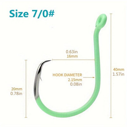 10pcs Green Luminous Circle Hook Eagle Mouth Hook - 10 Sizes High Carbon Steel - For Night Fishing Catfish & Other Fish - Suitable for Sea Fishing - Ideal Gift for Anglers