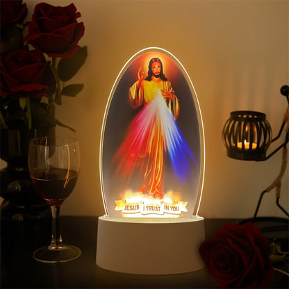 1pc 3D Night Light. Jesus Character Night Light, Engraved with Jesus, I Believe In You Night Light, Church Souvenir Religious Home Decoration Ornament Night Light