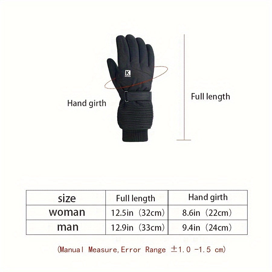 1 Pair Ski Gloves - Non-slip Wear-resistant, Windproof And Waterproof - For Outdoor Activities, Travel, Cycling & Skiing - Suitable for Men & Women - Perfect Gift for Winter Sports Enthusiasts