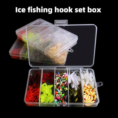 160/180/190pcs Fishing Lure Set, Ice Fishing Hook, Lead Head Hook, Sinking Lure, Soft Bait, Bionic Earth Worm, Fishing Accessories wacky worm