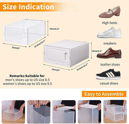 15 Pack Foldable Shoe Box Storage Containers Storage Bins Shoe Storage Organizer Drawer shoebox organizer Plastic lashcart organization