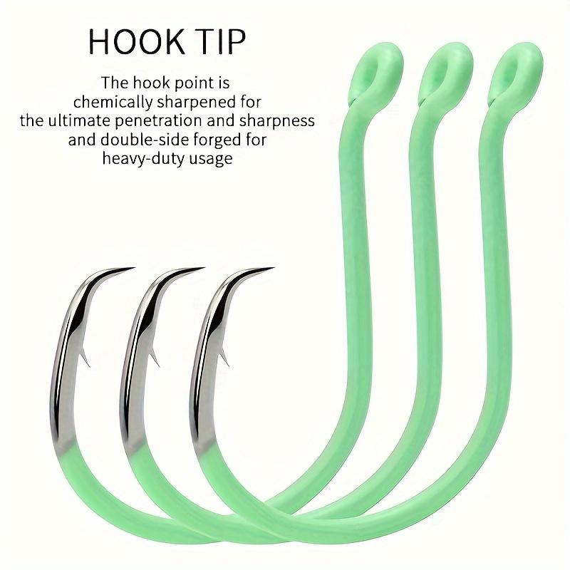 10pcs Green Luminous Circle Hook Eagle Mouth Hook - 10 Sizes High Carbon Steel - For Night Fishing Catfish & Other Fish - Suitable for Sea Fishing - Ideal Gift for Anglers