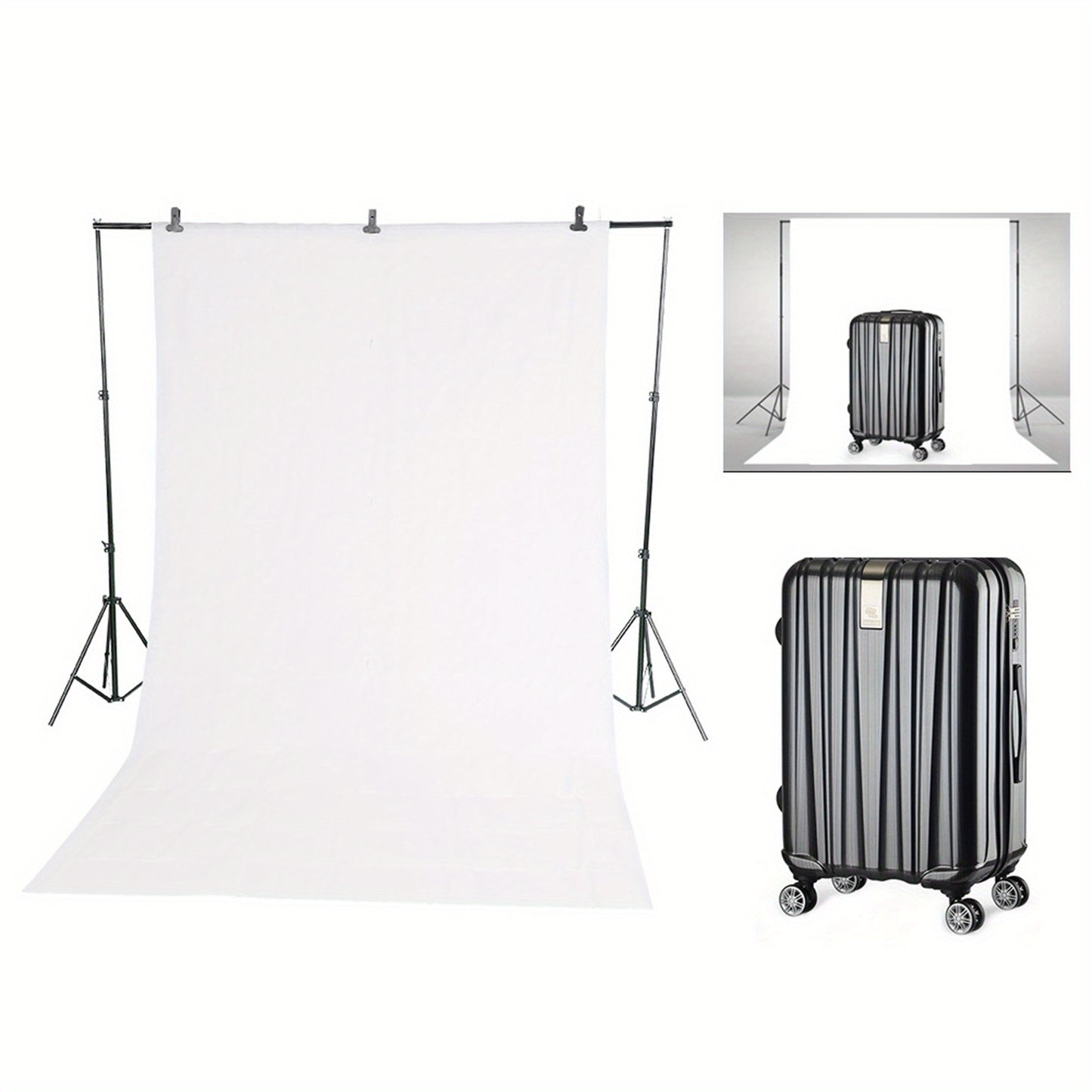 1pc Keenso 78.74x78.74inch Photography Chroma Key Green Screen Backdrop with Metal Studio Stand and Clamp Kit for Photo and Video Studio