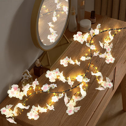 1pc 1.8M/5.9ft 100LED Cherry Blossom Garland With Lights Fairy Lights, Lighted Flower Garland 6FT For Mantle Firepalce Wedding Party Decoration Indoor Outdoor (Not Included Batteries) happy birthday