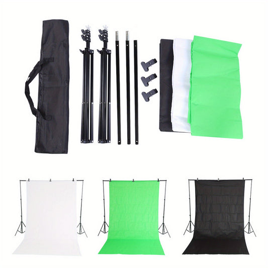 1pc Keenso 78.74x78.74inch Photography Chroma Key Green Screen Backdrop with Metal Studio Stand and Clamp Kit for Photo and Video Studio