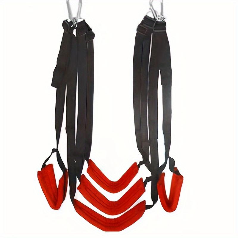 1pc Aerial Yoga Hammock Swing with Adjustable Straps, Polyester Fiber Fitness Equipment for Home Gym, Pilates, Stretching, and Relaxation - Black/Red