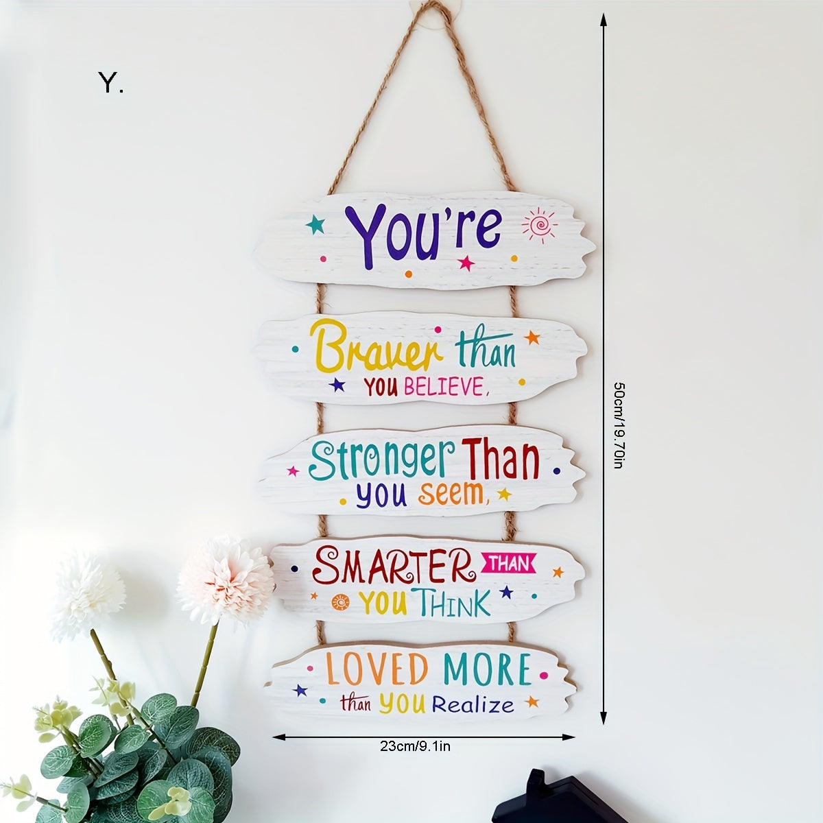 1pc Inspirational Decorative Sign - Uplifting Room Decoration, Holiday Gift, Hanging Ornament with Motivational Quotes and String for Home, Office, or Classroom