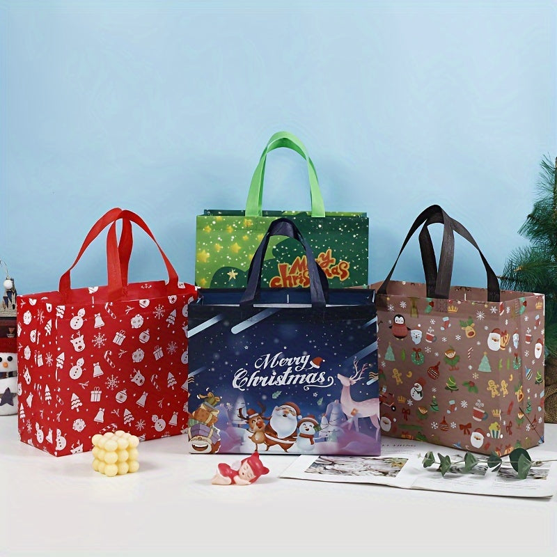 16pcs Christmas Gift Bags with Handles - Festive Holiday Treat & Present Pouches for Party Favors and Decorations