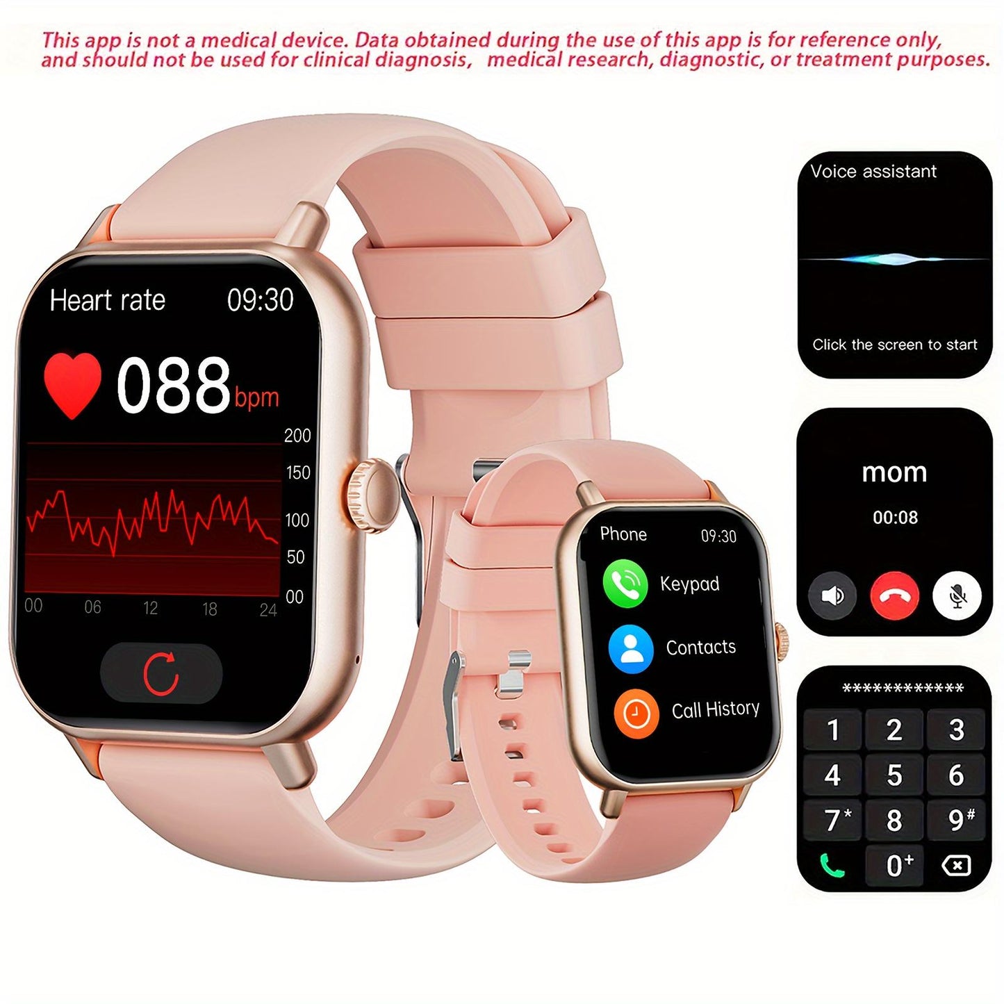 1.85" Smart Watches for man and woman 110+ Sport Modes Fitness Watch with Sleep Monitor, Pedometer, message/call, Wireless Devices Wearable Tracker for Android iPhone Mobile Phone Smartphone Wristwatch