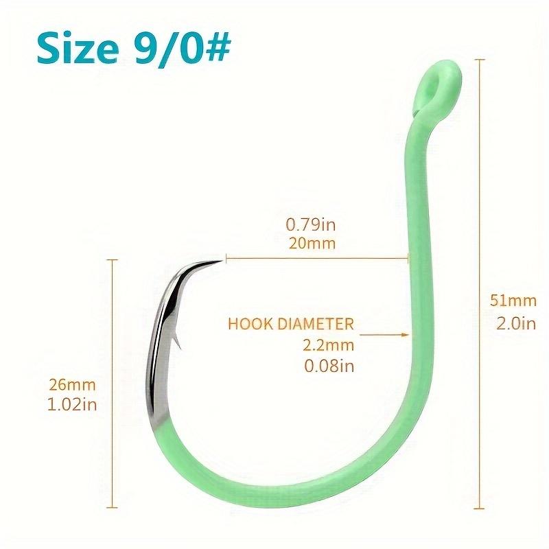 10pcs Green Luminous Circle Hook Eagle Mouth Hook - 10 Sizes High Carbon Steel - For Night Fishing Catfish & Other Fish - Suitable for Sea Fishing - Ideal Gift for Anglers