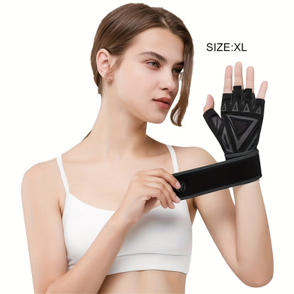 1 Pair Gym Gloves With Wrist Support Padded, Breathable Fitness Gloves For Body Training, Weight Lifting - For Men & Women - Suitable for Weightlifting, Crossfit & Gym Workouts - Perfect Gift for Fitness Enthusiasts