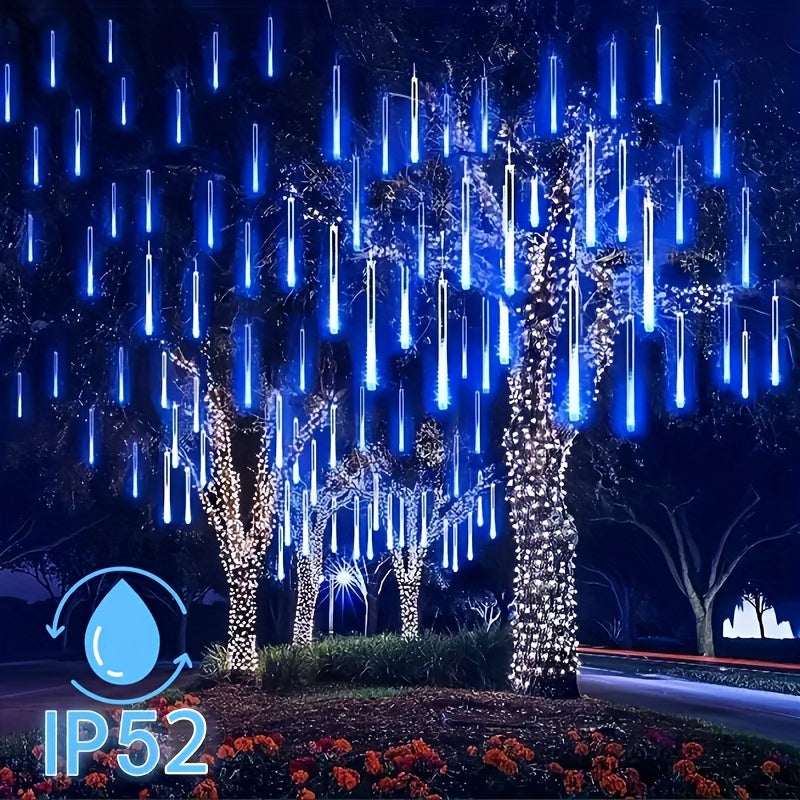 192LED/288LED Solar String Lights, 8 Tubes 1pc Waterproof Solar Meteor Rain Lights, For Tree, Wedding, Christmas, Holiday Party, Patio