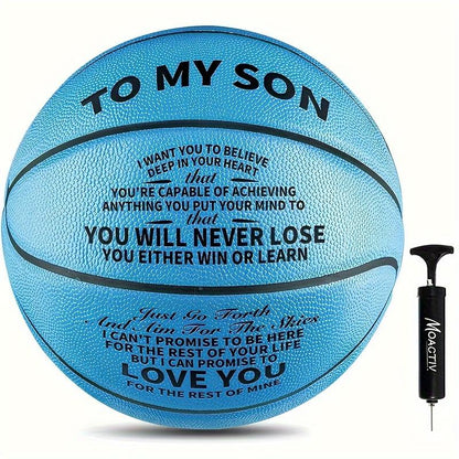 1pc Blue Creative Special Basketball, International Standard Size with Pump, Ideal Gift for Birthdays, Anniversaries, and Christmas Basketball Shooting