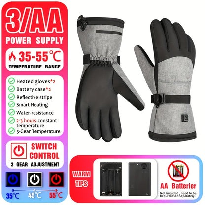 1 Pair Of Full Finger Touch Screen Winter Heated Gloves For Baseball Cold Weather Outdoor Sports - Electric Motorcycle Ski Gloves For Baseball, Running, Hiking, Climbing, And Hunting With AA Battery Box (Batteries Not Included) Heated Baseball Gloves