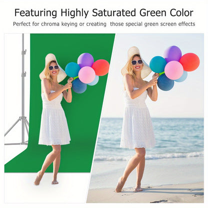 10x10ft Professional Green Screen Backdrop - Washable & Durable Polyester- Fabric, Seamless Design for Portrait, Product Photography & Video Shooting