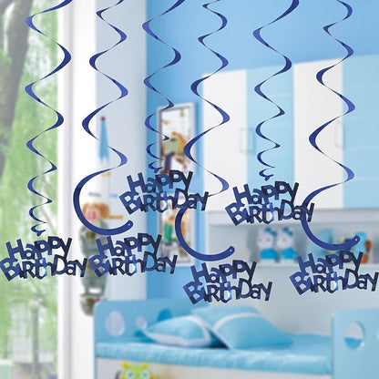 12pcs Spiral Birthday Party Decoration Charm for Room Decor, Scene Decor, New Year Celebration, and Holiday Accessory