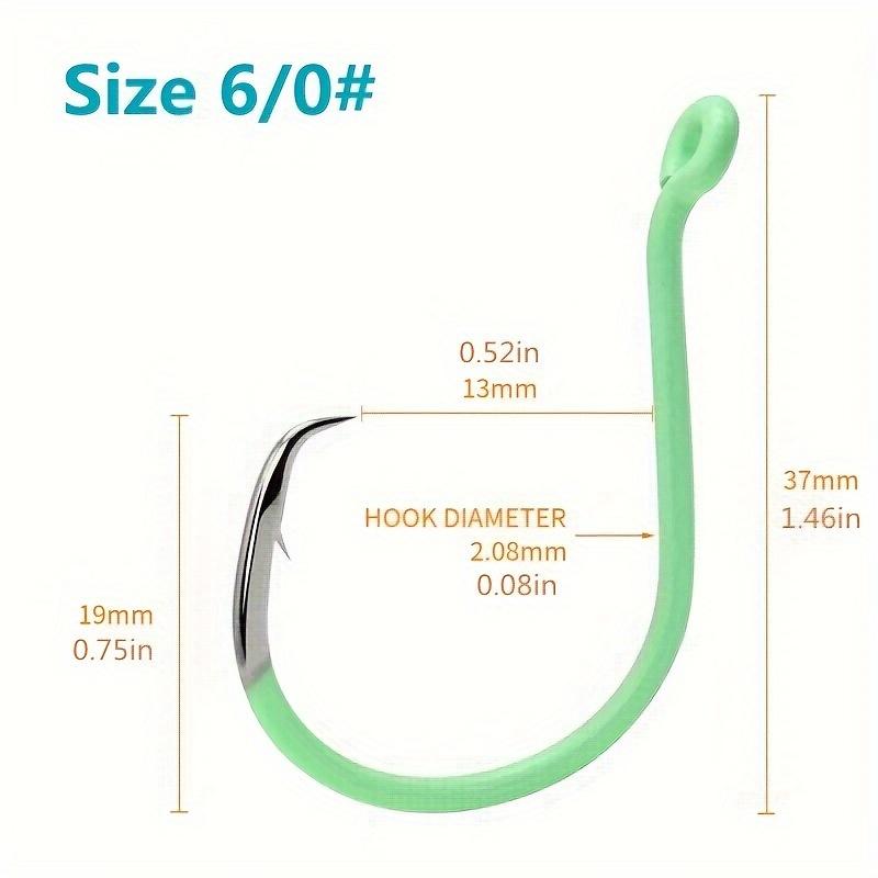 10pcs Green Luminous Circle Hook Eagle Mouth Hook - 10 Sizes High Carbon Steel - For Night Fishing Catfish & Other Fish - Suitable for Sea Fishing - Ideal Gift for Anglers