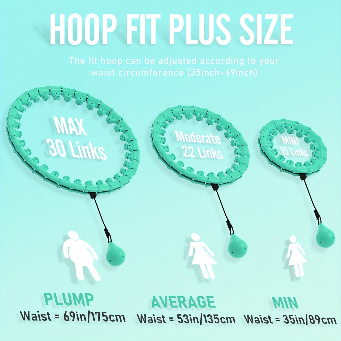 175cm (69inch) Smart Weighted Workout Pilates Circle with 30 Detachable Links for Indoor and Outdoor Exercise - Portable Fitness Hoop for Effective Toning and Strengthening