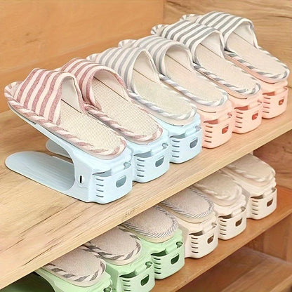 10pcs Adjustable Shoe Racks - Space-Saving Plastic Organizer for Entryway, Bedroom & More - Ideal for Home & Dorm Storage