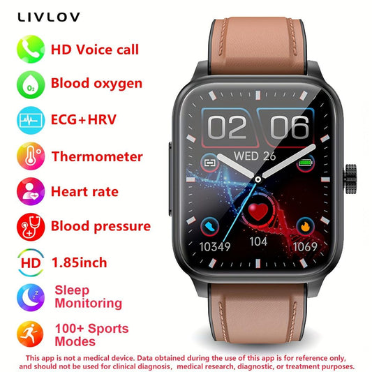 100+Sports Smartwatch with Wireless Call (Answer/Make/Reject Calls), 1.85'' Smart Watch with Body Temp/ Sleep Monitor for Men Women, Smart Watch with AI Voice, Pedometer, Calculator, Games, Music Control,Wearable Medical Smartphone Wristwatch