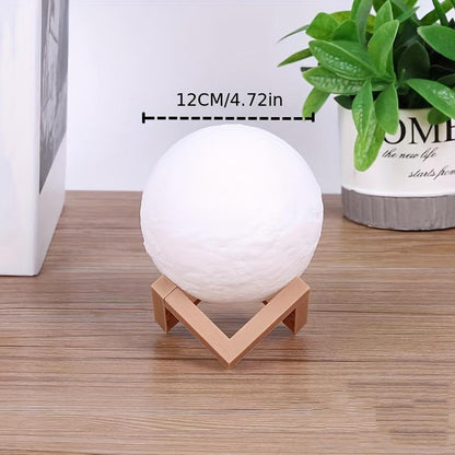 1pc Enchanting LED 3D Moon Lamp - Moon-Shaped Night Light with Stand, Decorative Ambient Table Light, Soft Warm Glow, Energy-Efficient, Perfect for Friends, Lovers, Birthday, Christmas Gifts, Home, Office, Bedroom Decor