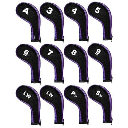 12pcs/set Stylish Numbered Golf Iron Club Head Covers with Zipper - Premium Golf Accessories for Club Protection - Durable, Water-Resistant, and Easy to Use