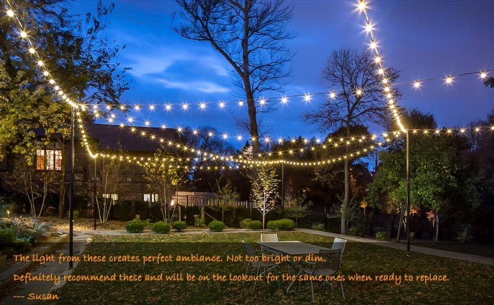 100ft G40 led globe light bulbs, string lights outdoor terrace lamp, shatterproof outdoor patio string lights with 34 + 3 Edison bulbs, backyard hanging bistro light for balcony party wedding Market Cafe, yard, gazebo, deck, porch, christmas 2024 ornament