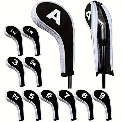 12pcs/set Stylish Numbered Golf Iron Club Head Covers with Zipper - Premium Golf Accessories for Club Protection - Durable, Water-Resistant, and Easy to Use