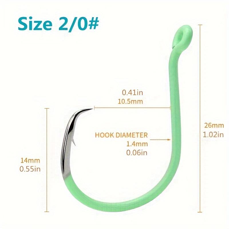 10pcs Green Luminous Circle Hook Eagle Mouth Hook - 10 Sizes High Carbon Steel - For Night Fishing Catfish & Other Fish - Suitable for Sea Fishing - Ideal Gift for Anglers