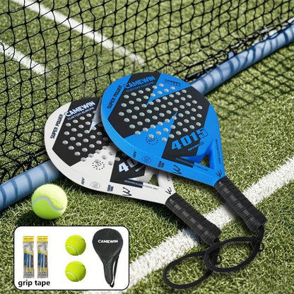 1-Set Premium Carbon Fiber Padel Tennis Racket - High-Performance Racquets for Outdoor Sports Training - Includes 2 Tennis Balls, 2 Racket Overgrips, and 1 Storage Bag for Convenient Carrying luzz  pickle