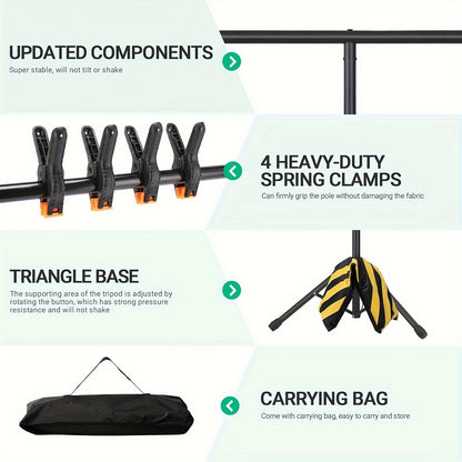 1pc - Green Screen Background Kit with Stand, 8x5.2ft Portable Green Screen Background Stand, T-Shape Background Stand Kit, for Streaming Video and Photography, Comes with 6 Spring Clips, Sandbags, Party, Photography and Video Studio Handbag