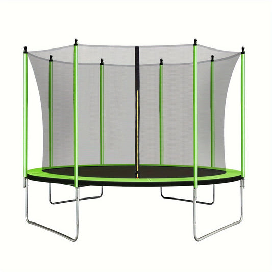 10FT Round Trampoline With Safety Enclosure - Green