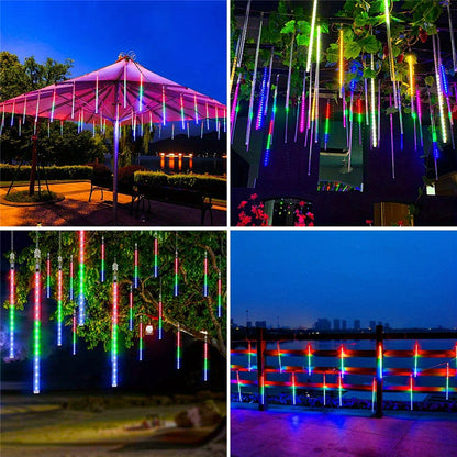 192LED/288LED Solar String Lights, 8 Tubes 1pc Waterproof Solar Meteor Rain Lights, For Tree, Wedding, Christmas, Holiday Party, Patio