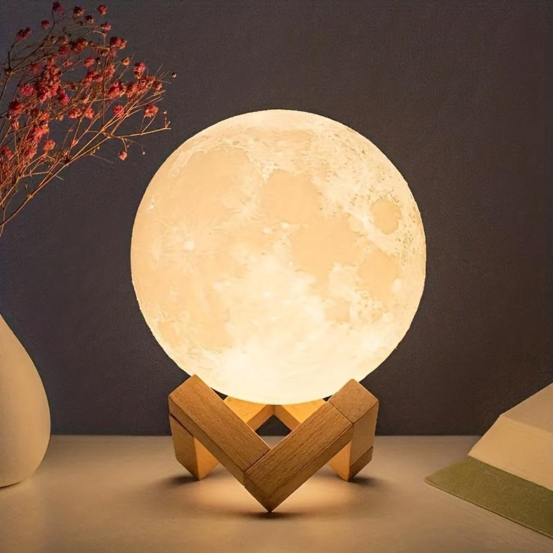 1pc Enchanting LED 3D Moon Lamp - Moon-Shaped Night Light with Stand, Decorative Ambient Table Light, Soft Warm Glow, Energy-Efficient, Perfect for Friends, Lovers, Birthday, Christmas Gifts, Home, Office, Bedroom Decor