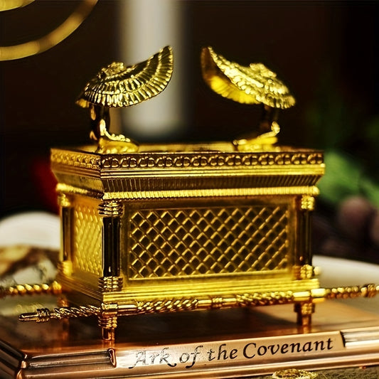 1pc Ark Of The Covenant Figurine Golden Plated Copper Stand Jerusalem Replica Statue Jewish Testimony Judaica Gift (M/L/XL)