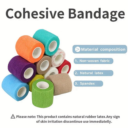 12pcs Premium Self-Adhesive Elastic Bandages - Stretchy First Aid Tapes for Wrist and Ankle Protection, Sports Injury Support, and Everyday Use - 2 Inch x 16.5FT (5.08 CM x 5.03 M) Size